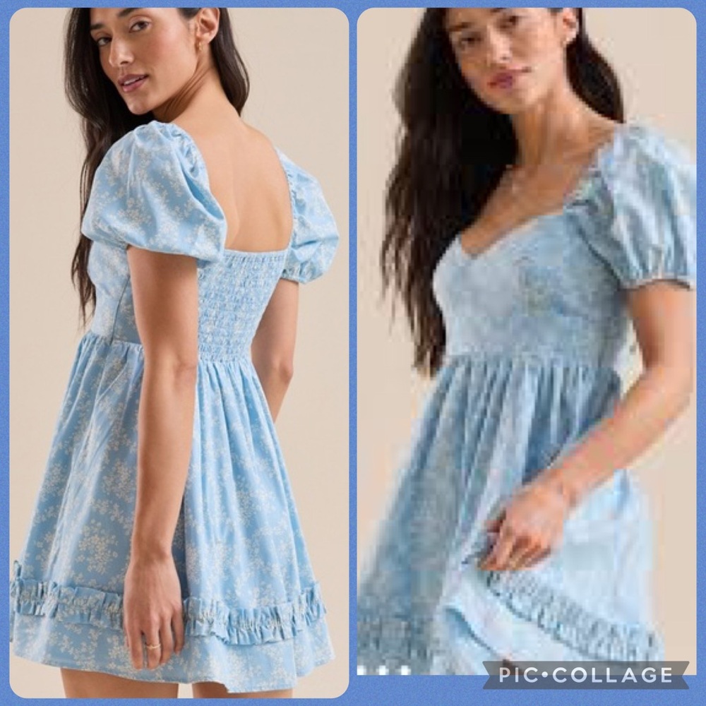 ALTAR'D STATE NWOT Maggie Floral Babydoll Mini Dress sz Large, 15" PTP